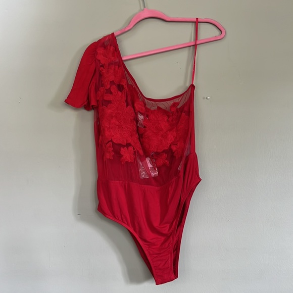 BAND OF THE FREE KALLITHEA RED SHEER EMBROIDERY BODYSUIT - Picture 6 of 10